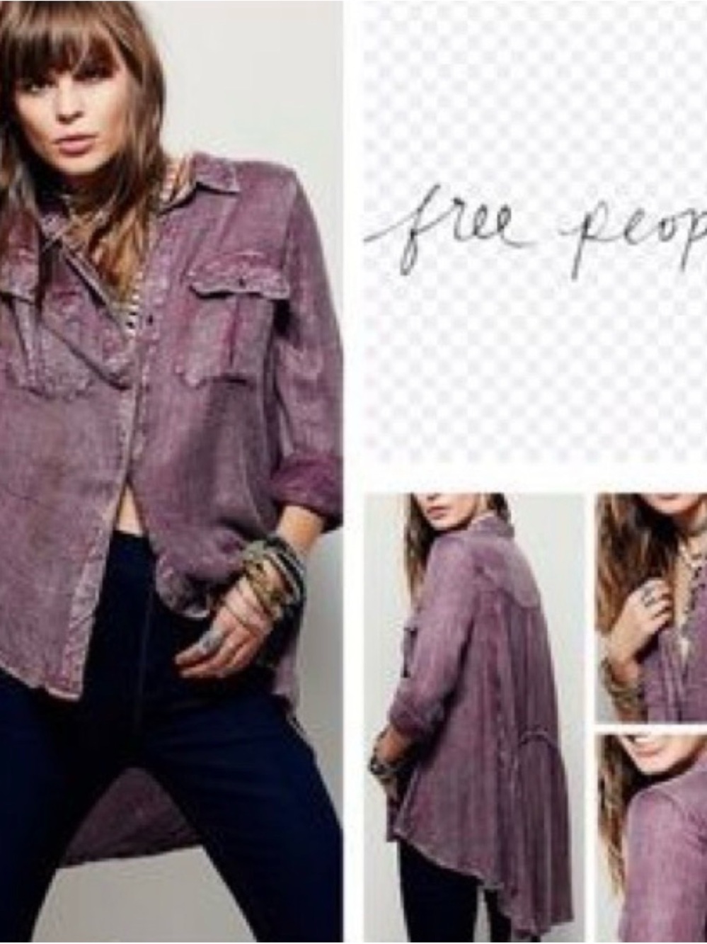 Free People Lavender Waffle-Knit button up N0379